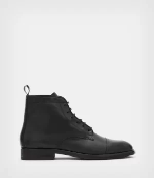 Image of AllSaints Mens Harland Leather Boots, Black, Size: UK 11/US 12/EU 45