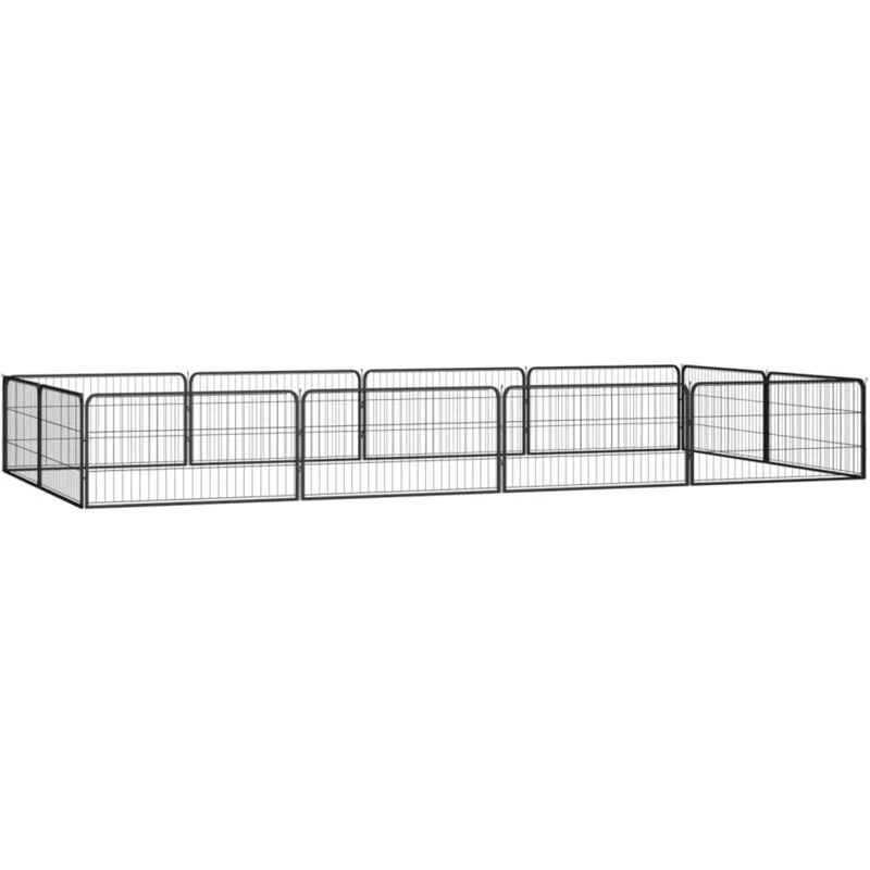 Image of VIDAXL 12-Panel Dog Playpen Black 100x50cm Powder-coated Steel Vidaxl 8720287159018