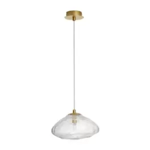 Image of Kildonan 26cm Dome Pendant Ceiling Light Brass Gold Metal Blown Clear Glass LED G9 - Merano