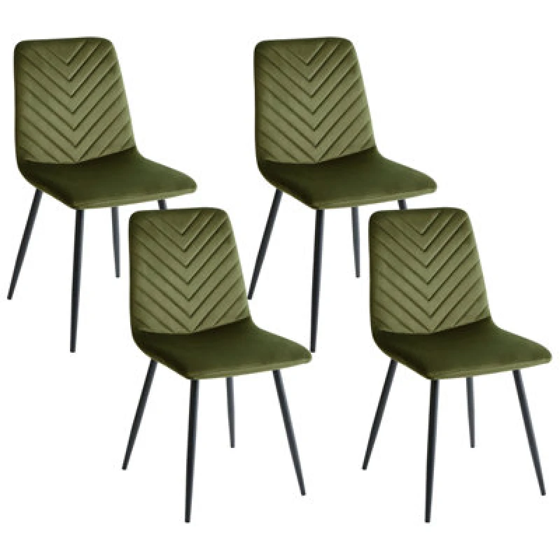 Image of Beliani Set Of 4 Dining Chairs Havre Velvet Olive Green