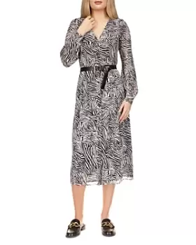 Image of Michael Kors Zebra Print Button Front Midi Dress
