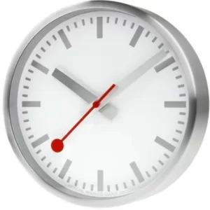 Image of Mondaine Clock Pure Edition Aluminium Brushed Silver