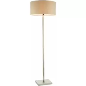 Image of Loops - Floor Lamp Light Matt Nickel & Taupe Fabric 60W E27 Base & Shade e10443