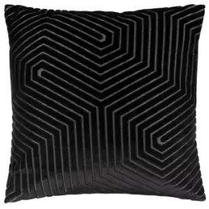 Image of Evoke Cut Velvet Cushion Black