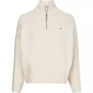 Image of Tommy Hilfiger Hayana Zip Up High Neck Sweater - Cream