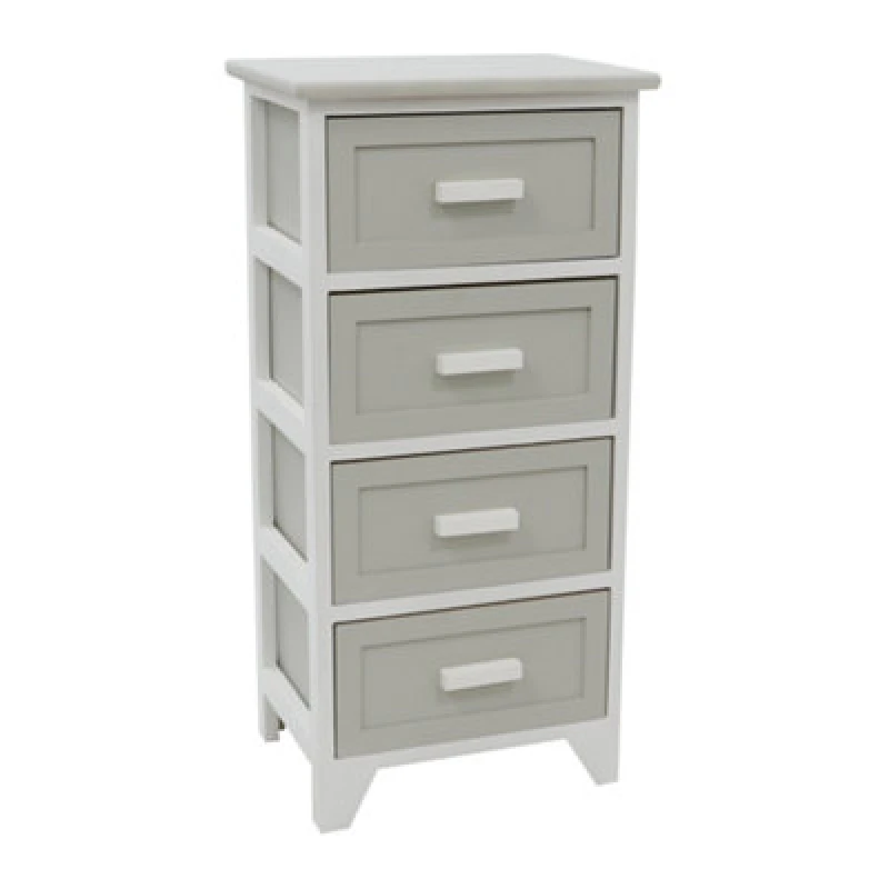 Image of JVL Abingdon 4 Drawer Storage Unit - Grey and White Grey