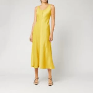 Image of Whistles Womens Pippa Satin Slip Dress - Yellow - UK 6 - Yellow