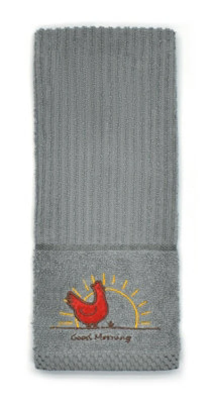 Image of Kitchen Trends Embroidered Chicken Easy Care Tea Towels, Pack of 3 in Grey Size: 3 Pack Grey Unisex 3 Pack