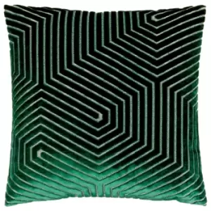 Image of Evoke Cut Velvet Cushion Emerald, Emerald / 45 x 45cm / Polyester Filled
