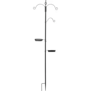 Image of HOMESCAPES Black Standalone Bird Feeding and Water Station, 223cm Tall - Black - Black - Black