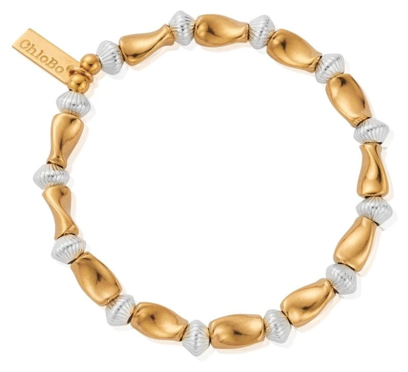 Image of ChloBo GMBTDISC Gold and Silver Twisted Disc Bracelet Jewellery