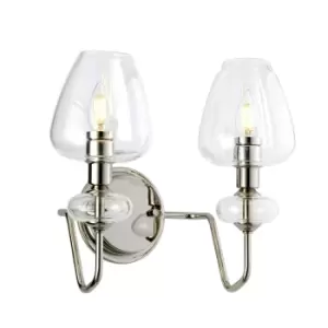 Image of Armand 2 Light Wall Light, Polished Nickel, Glass Shades