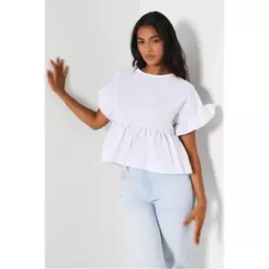 Image of I Saw It First White Frilled Sleeve Blouse - White