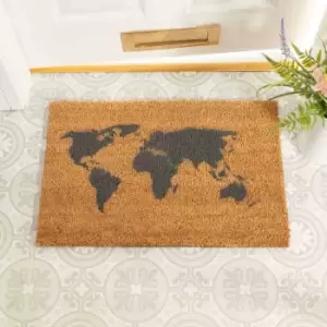 Image of Artsy Doormats World Map Grey Doormat
