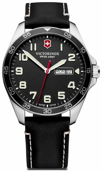 Image of Victorinox 241846 Mens Fieldforce Black Leather Strap Watch