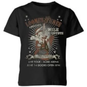 Image of Looney Tunes Wile E Coyote Guitar Arena Tour Kids T-Shirt - Black - 7-8 Years