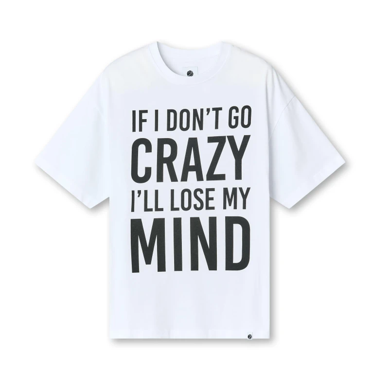 Image of Pretty Green Mens Don't Go Crazy Regular Fit T-Shirt White male Small