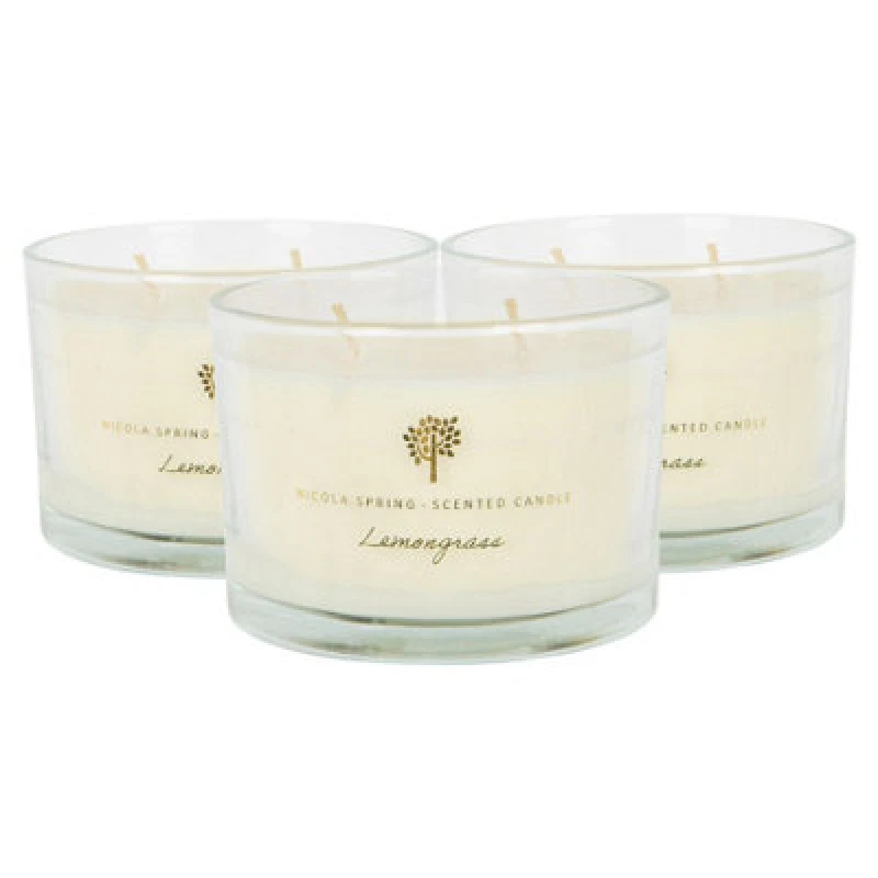 Image of Nicola Spring Soy Wax Scented Candles - 350G - Lemongrass - Pack Of 3