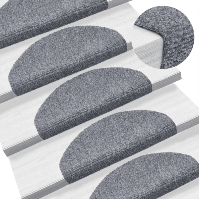 Image of VIDAXL Vidaxl - Stair Mats Self-adhesive 10 pcs 65x21x4cm Light Grey Half Round Large 8720286328118