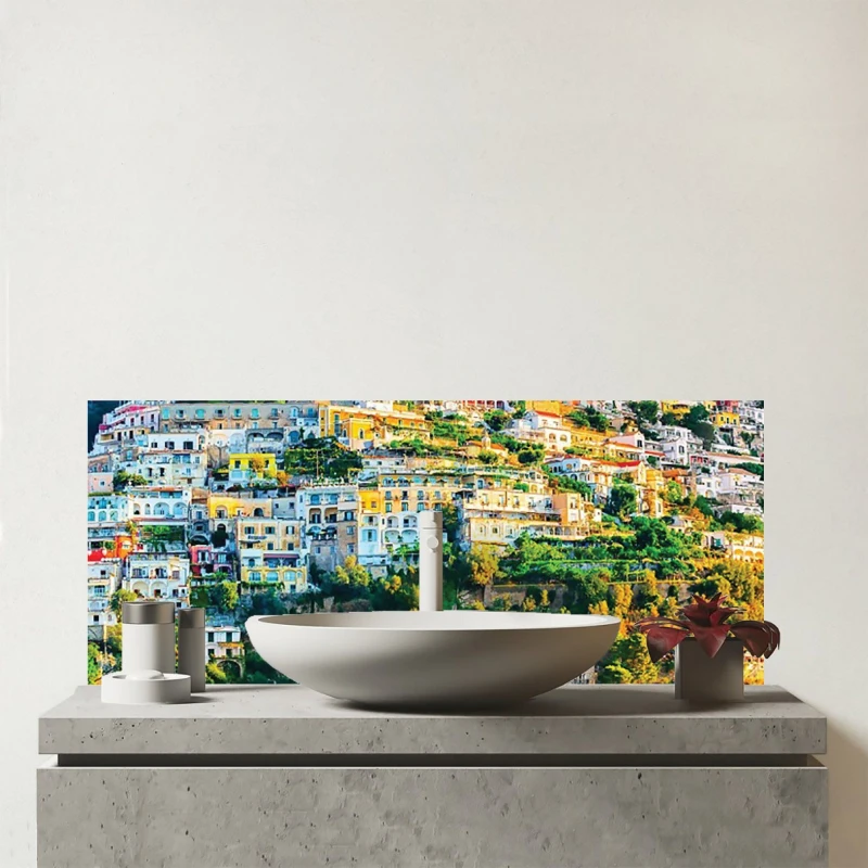Image of Warren Reed - Designer Positano, Amalfi Coast Glass Bathroom Splashback in Green Green Unisex