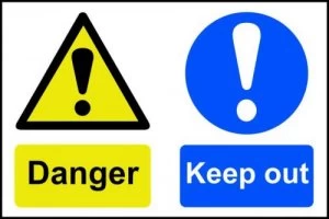 Image of Danger Keep Out Sign, S/A Semi Rigid PVC