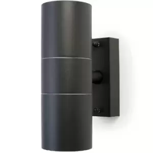 Image of GU10 Anthracite Up & Down Wall Light IP44 Outdoor Twin Dimming Lamp Bulb Fitting