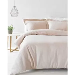 Image of Linen Yard Waffle Duvet Cover Set (Super King) (Blush) - Blush