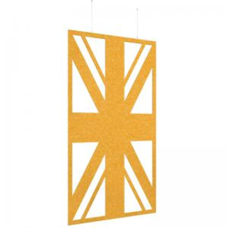 Image of Piano Chords Acoustic Patterned Hanging Screens In Yellow H2400 x W1200mm with Hanging Wires And Hooks - Union