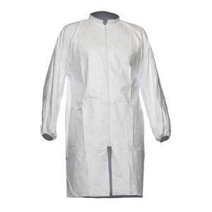 Image of Tyvek DuPont PL309 Lab Coat Pockets and Zip Disposable Medium White