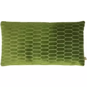 Image of Rialta Embroidery Geometric Velvet Cushion Cover, Fern, 30 x 50 Cm - KAI