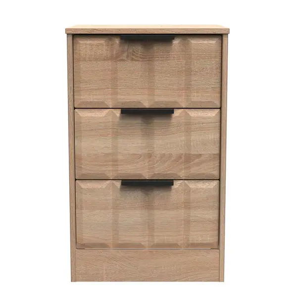Image of Welcome Furniture Ready Assembled New York 3 Drawer Bedside Cabinet In Bardolino Oak NYC001BOBO