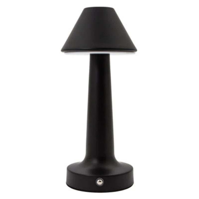 Image of Happy Homewares Short Matte Black Modern Rechargeable LED Touch Dimmable Table Lamp