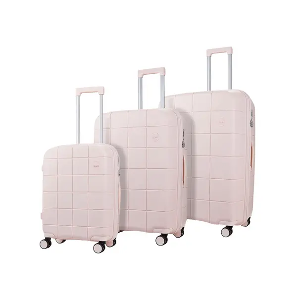 Image of Rock Luggage Pixel VQ4YH 8 Wheel Hardshell Pastel Pink Suitcase 3Pcs Set