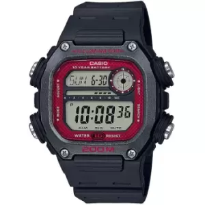 Image of Mens Casio Black and LCD Plastic/Resin Quartz Chronograph Watch