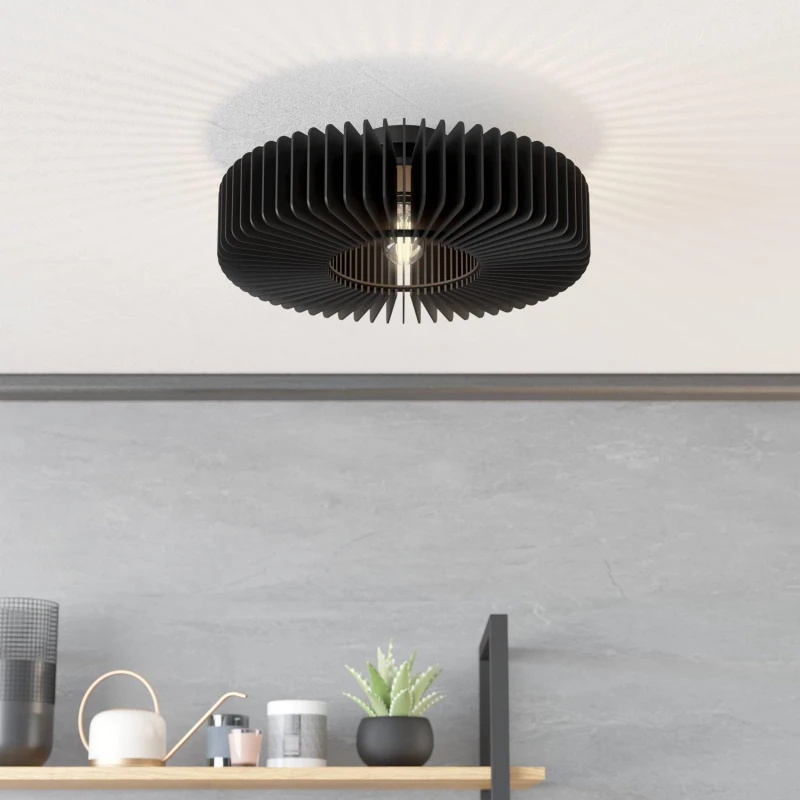 Image of EGLO Eglo Palombaia Black Wooden Ceiling Light Black One Size Unisex 9008606274024