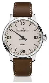 Image of MeisterSinger Urban Tobacco Leather Strap Automatic Watch