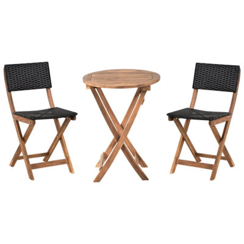 Image of Beliani Bistro Set Rivarotta Acacia Wood Brown/ Black