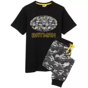 Image of Batman Mens Logo Camo Long Pyjama Set (M) (Black/Grey)