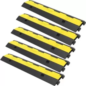 Image of VEVOR Cable Protector Ramp, 5 Packs 2 Channels Speed Bump Hump, Rubber Modular Speed Bump Rated 11000 LBS Load Capacity, Protective Wire Cord Ramp Dri