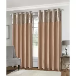 Image of Isabella Rose Olivia Velvet Top Eyelet Curtains - Mink - 117cm (46") X 137cm (54") TJ Hughes
