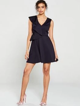 Image of Ted Baker Lantaa Ruffle Detail Skater Dress, Navy, Size 2=10, Women