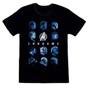 Image of Avengers Endgame Unisex Adult Faces T-Shirt (L) (Black/Blue)