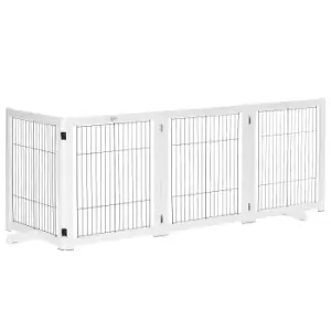 Image of PawHut Dog Gate Wooden Foldable Small & Medium-Sized Pet Gate 4 Panel with Support Feet Pet Fence Safety Barrier for House Doorway Stairs White