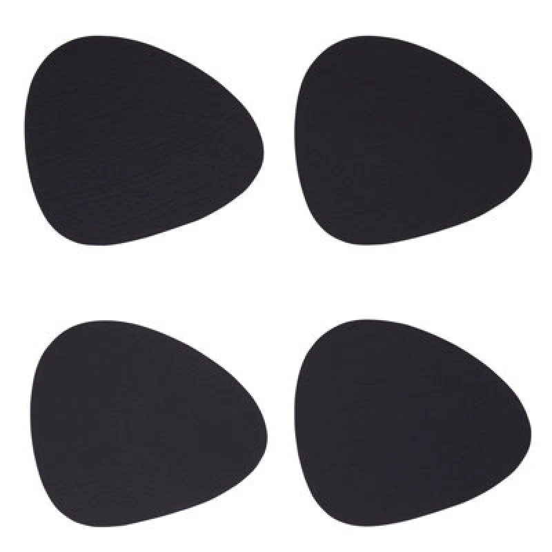 Image of Premier Housewares Catlins 4Pc Pebble Black Leather Coasters Black
