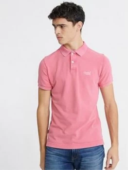 Image of Superdry Vintage Polo Shirt, Pink Size M Men