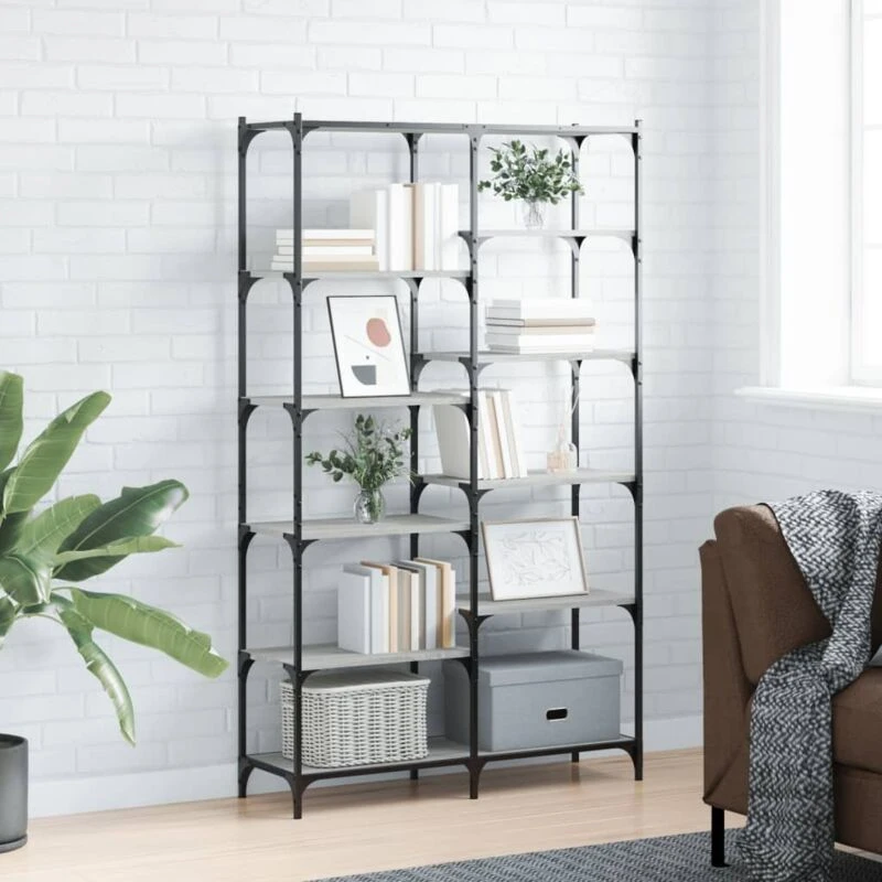Image of VIDAXL Vidaxl - Bookshelf Grey Sonoma 100x32x170cm Engineered Wood and Iron 8720845940904