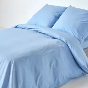 Image of Blue Continental Egyptian Cotton Duvet Cover Set 200 Thread Count, 155 x 220cm - Blue - Blue - Homescapes