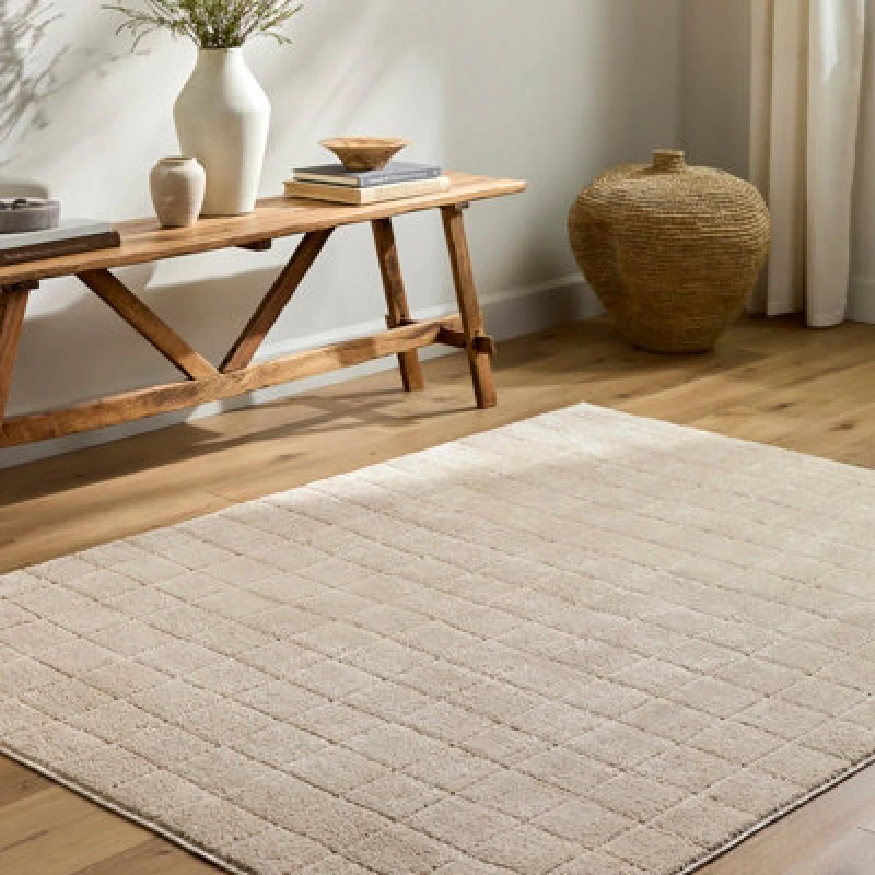 Image of Our Pnw Home X Livabliss Scandi High Pile Light Beige/light Brown Cascade Area Rug 200 X 275cm - Easy Care, Ideal For Living Room