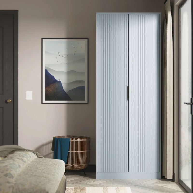 Image of Ready Assembled 2 U Menai 2 Door Wardrobe (Ready Assembled) in Light Blue Light Blue Unisex