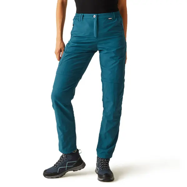 Image of Regatta Womens Chaska Zip Off Durable Walking Trousers 8 - Waist 25' (63cm), Inside Leg 31' Moroccan Blue REG260-4VK-8R